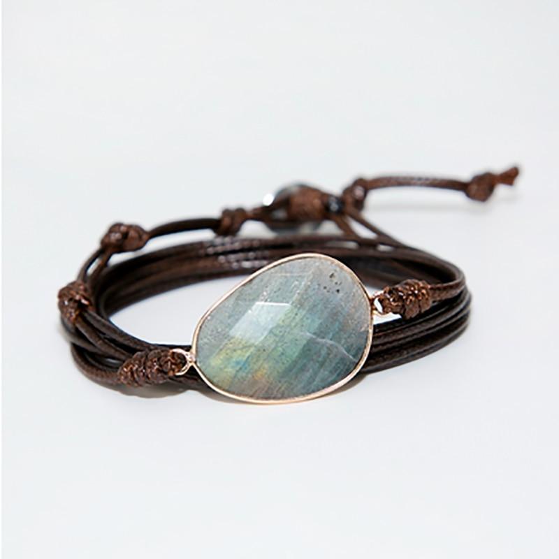 Natural Labradorite Wrap Bracelet - Floral Fawna