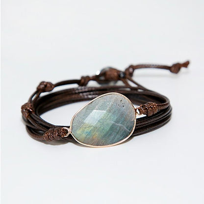 Natural Labradorite Wrap Bracelet - Floral Fawna