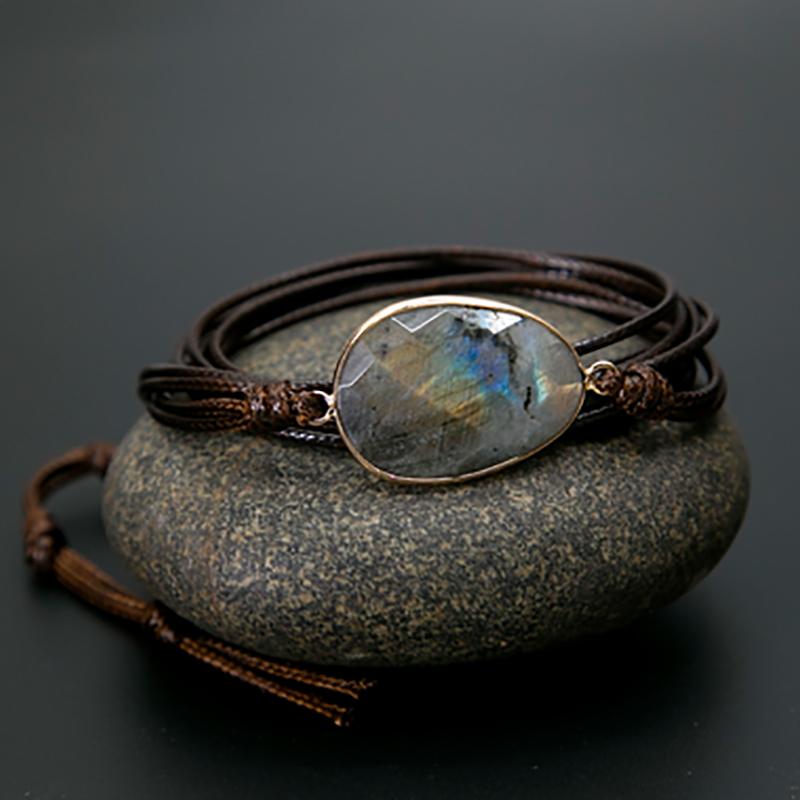 Natural Labradorite Wrap Bracelet - Floral Fawna
