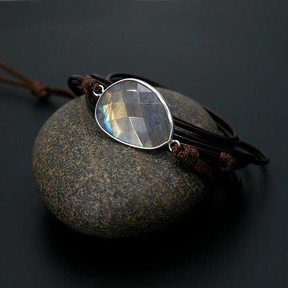 Natural Labradorite Wrap Bracelet - Floral Fawna