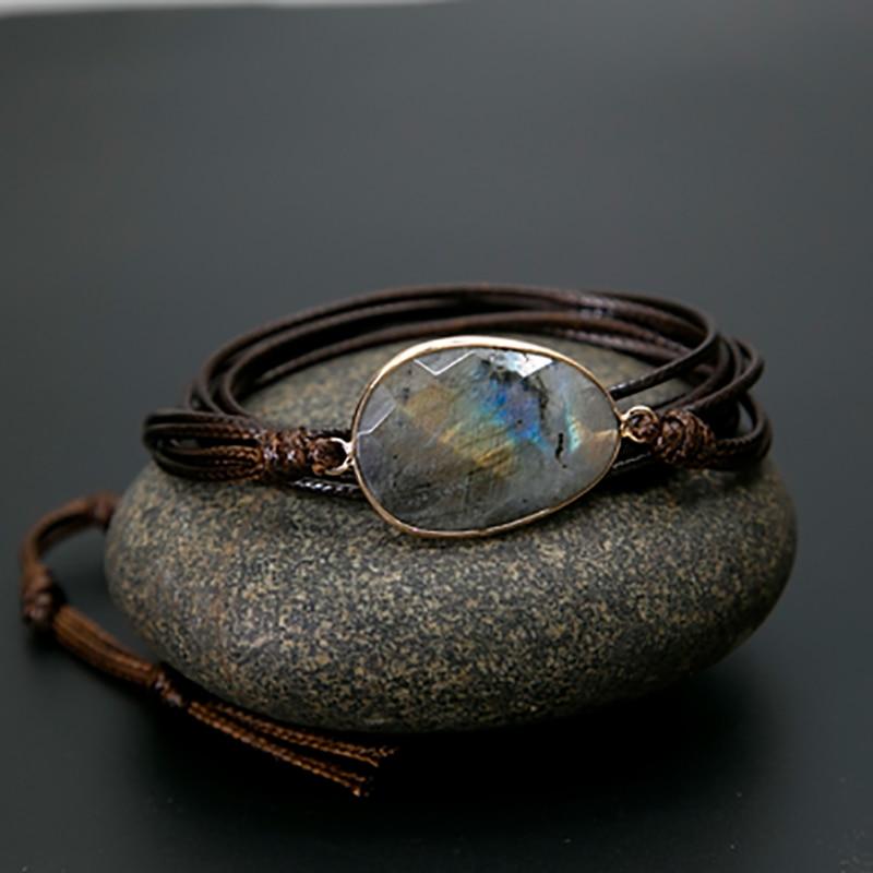 Natural Labradorite Wrap Bracelet - Floral Fawna
