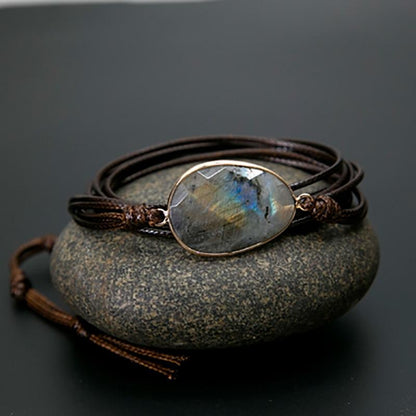 Natural Labradorite Wrap Bracelet - Floral Fawna