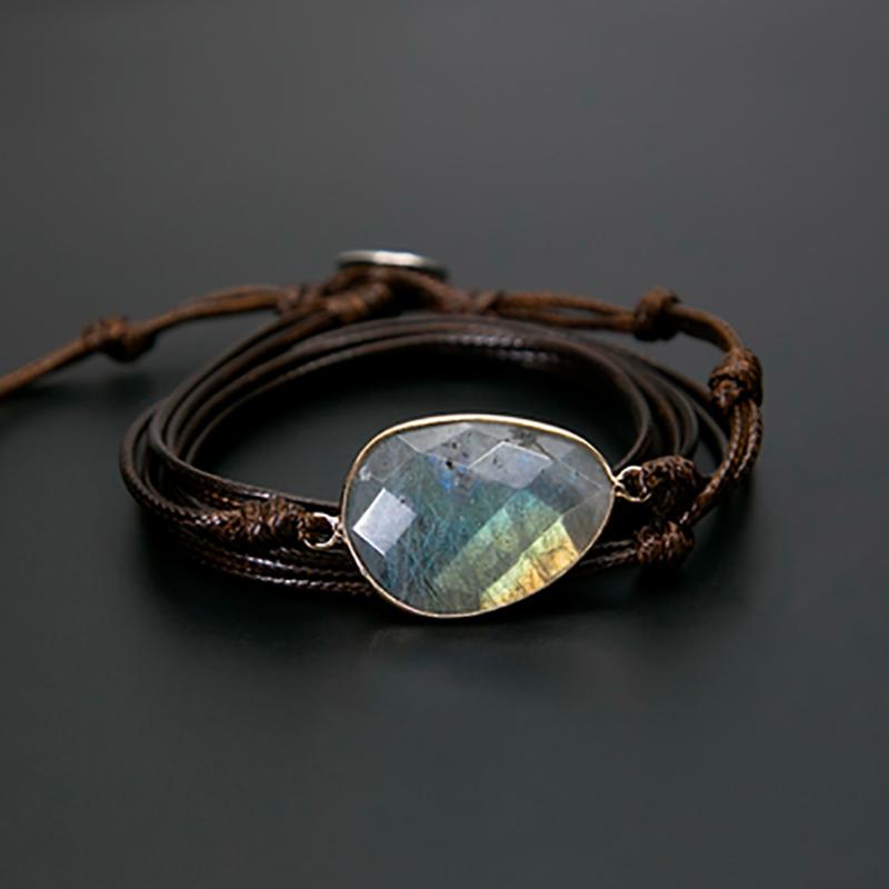 Natural Labradorite Wrap Bracelet - Floral Fawna