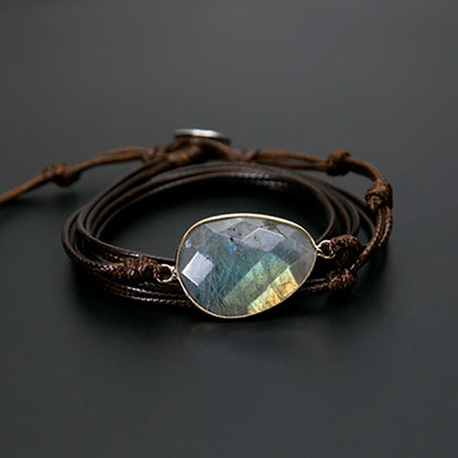 Natural Labradorite Wrap Bracelet - Floral Fawna