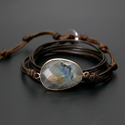 Natural Labradorite Wrap Bracelet - Floral Fawna