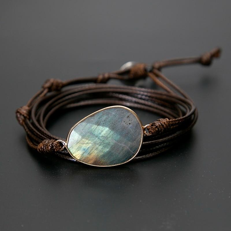 Natural Labradorite Wrap Bracelet - Floral Fawna