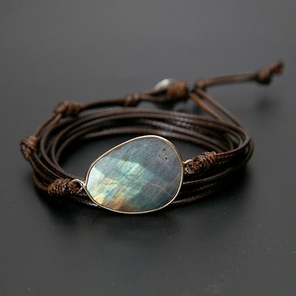 Natural Labradorite Wrap Bracelet - Floral Fawna