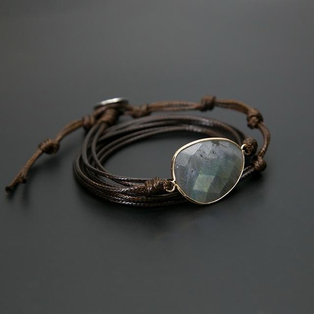 Natural Labradorite Wrap Bracelet - Floral Fawna