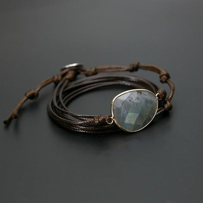 Natural Labradorite Wrap Bracelet - Floral Fawna