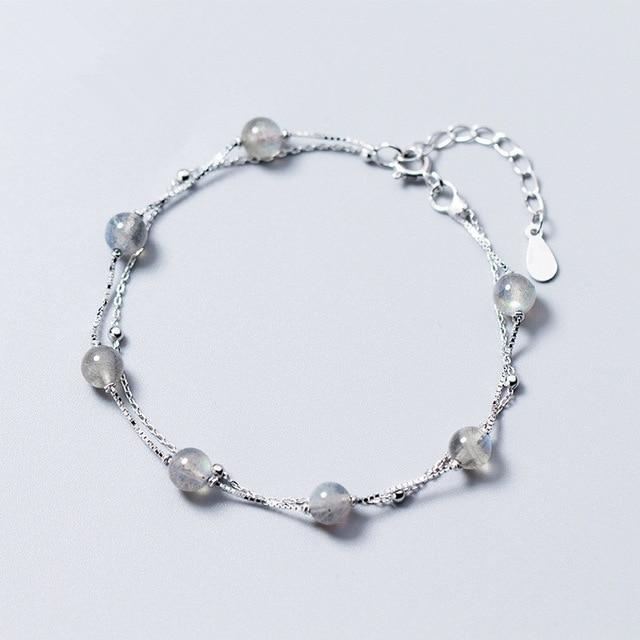 Romantic Moonstone Silver Bracelet - Floral Fawna