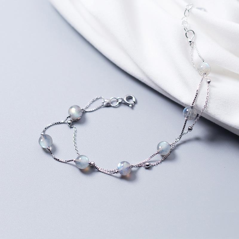 Romantic Moonstone Silver Bracelet - Floral Fawna