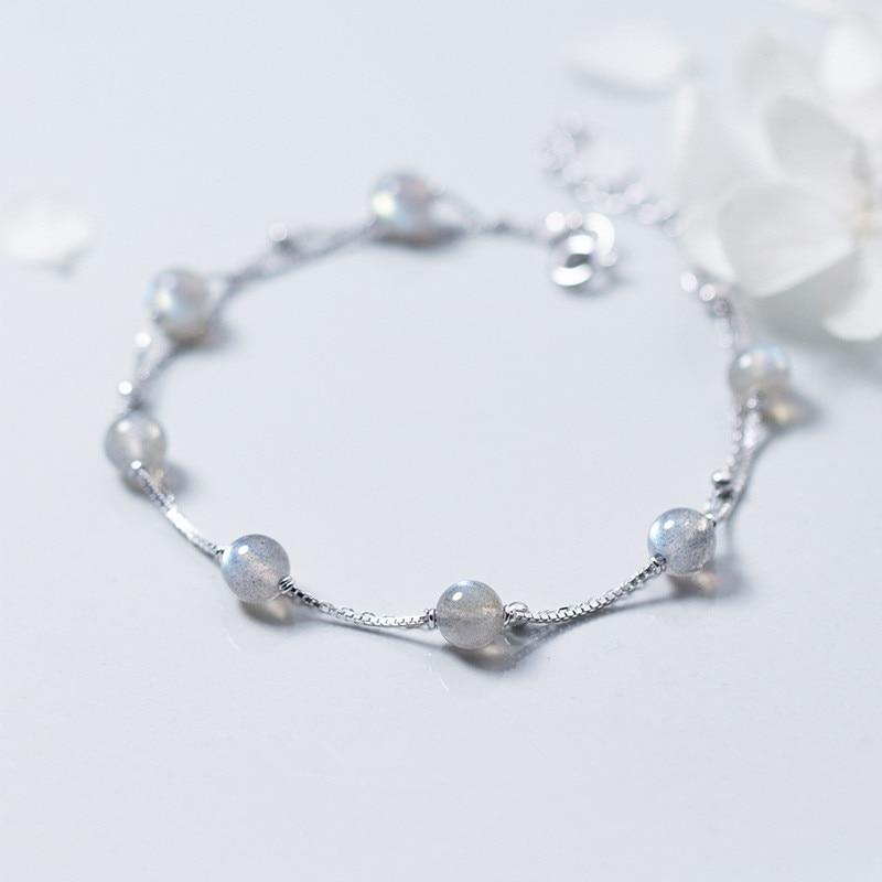 Romantic Moonstone Silver Bracelet - Floral Fawna