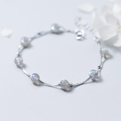 Romantic Moonstone Silver Bracelet - Floral Fawna