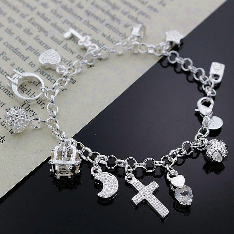 Silver Charm Bracelet - Floral Fawna