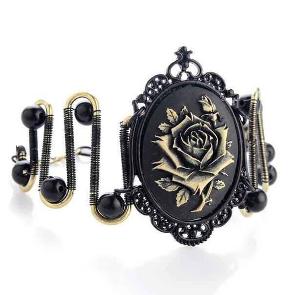 Steampunk Gothic Rose Bracelet - Floral Fawna