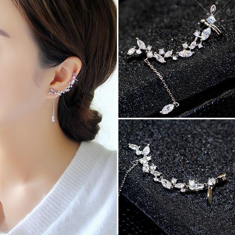 Enchanting Crystal Leaves Ear Clip - Floral Fawna