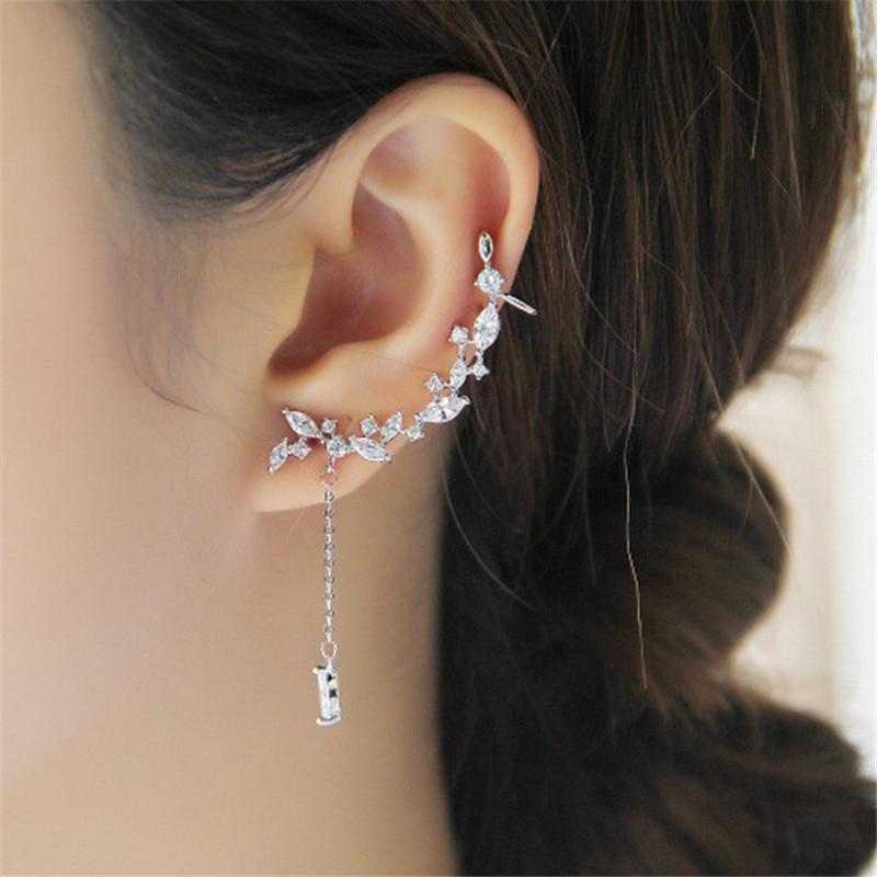 Enchanting Crystal Leaves Ear Clip - Floral Fawna