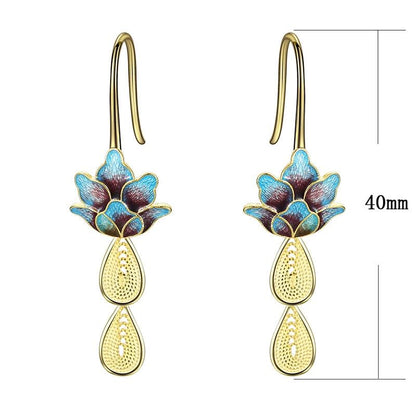 Blue Egyptian Lotus Earrings - Floral Fawna