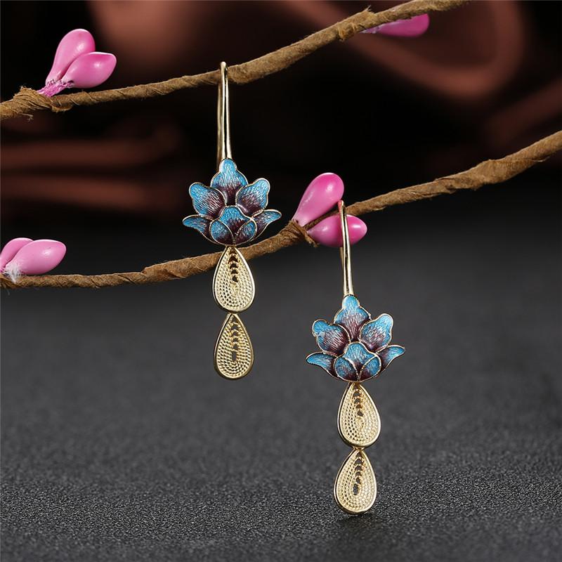 Blue Egyptian Lotus Earrings - Floral Fawna