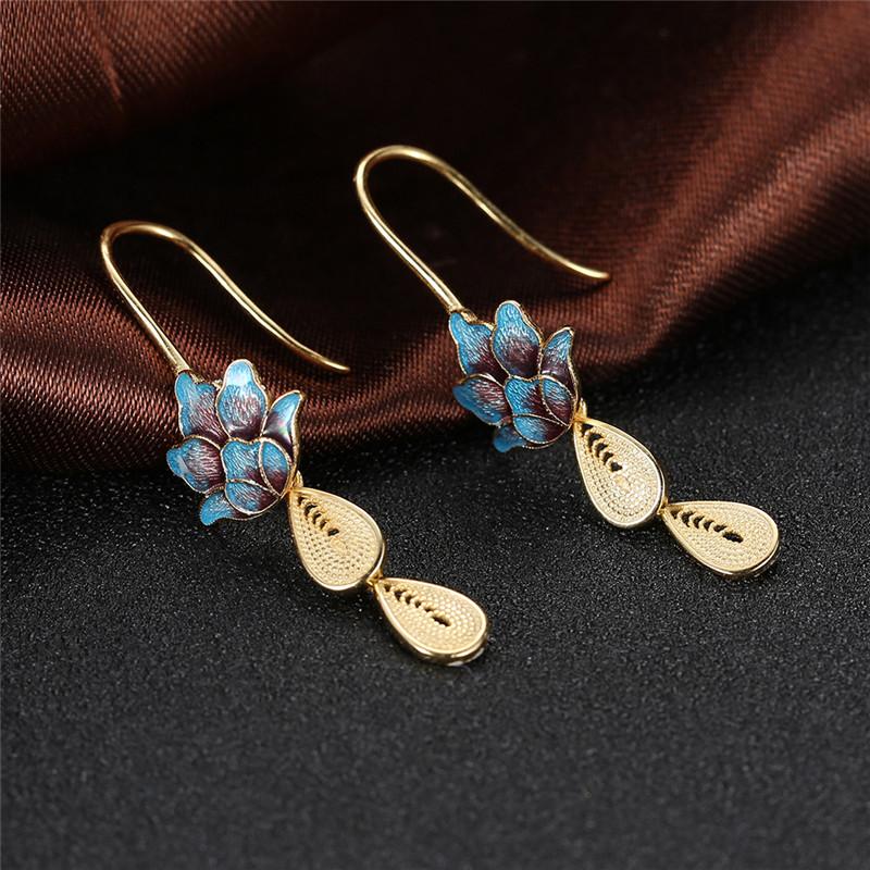 Blue Egyptian Lotus Earrings - Floral Fawna