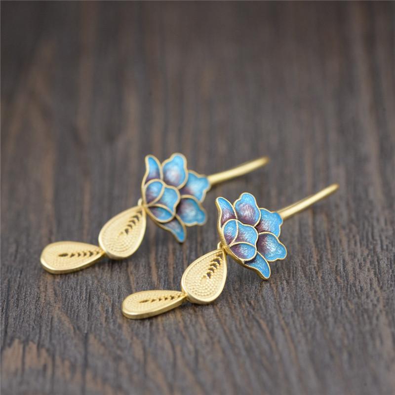 Blue Egyptian Lotus Earrings - Floral Fawna