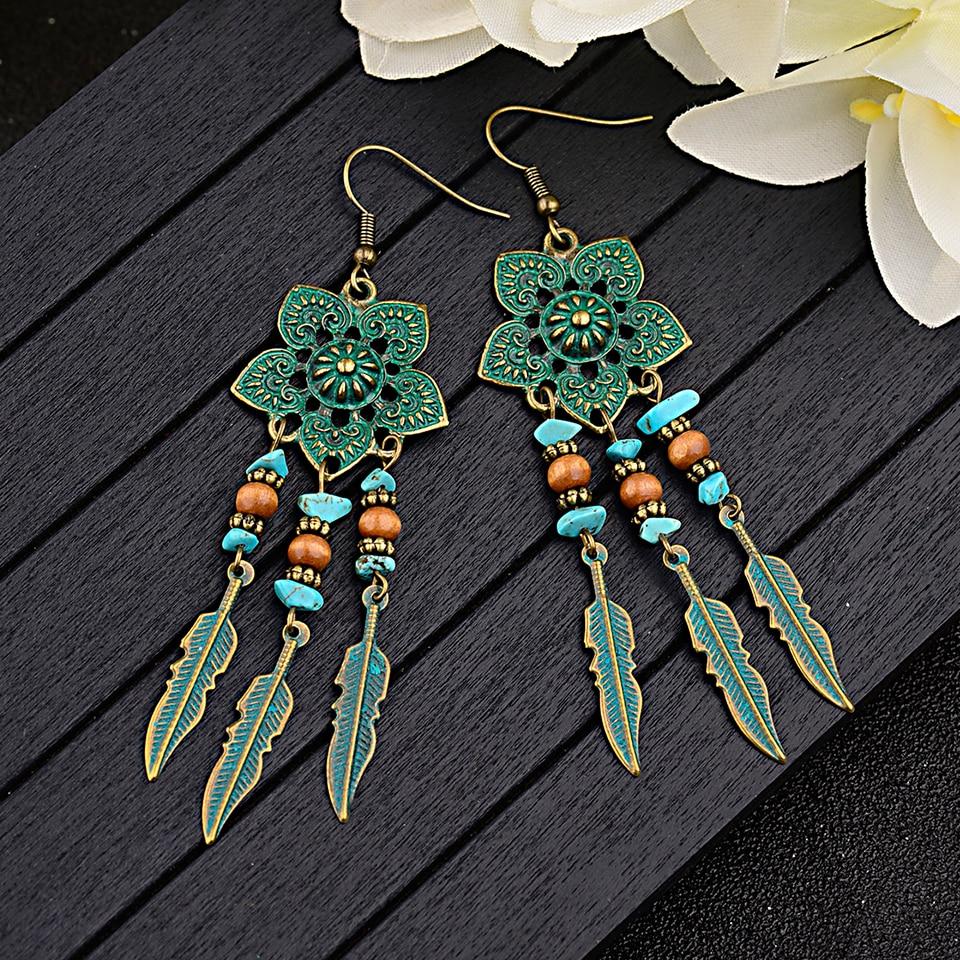 Bohemian Flower Turquoise Earrings - Floral Fawna