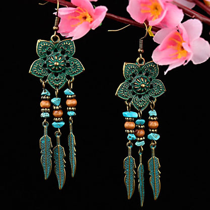 Bohemian Flower Turquoise Earrings - Floral Fawna