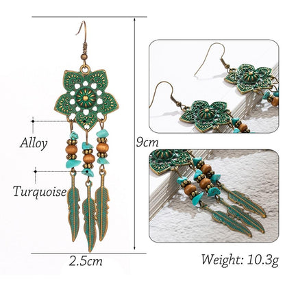 Bohemian Flower Turquoise Earrings - Floral Fawna