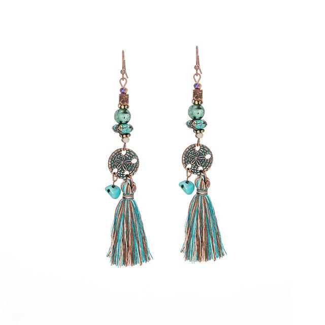 Bohemian Tassel Fringe Earrings - Floral Fawna