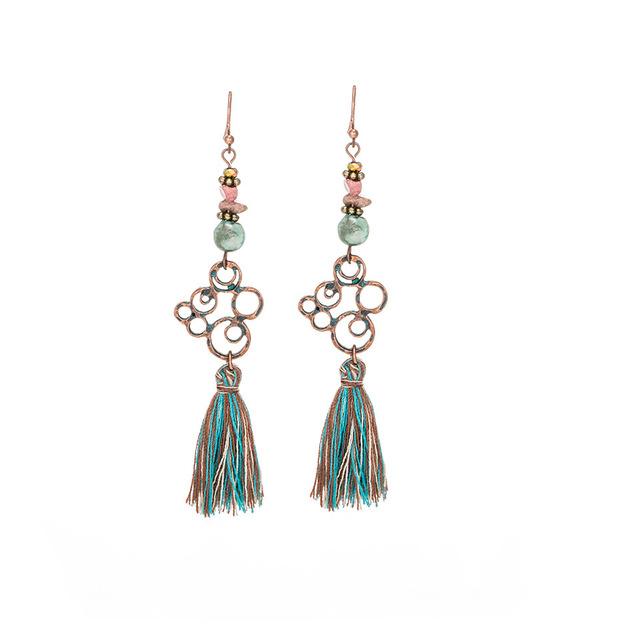 Bohemian Tassel Fringe Earrings - Floral Fawna