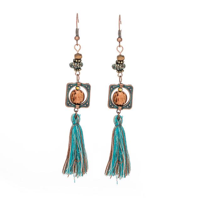 Bohemian Tassel Fringe Earrings - Floral Fawna