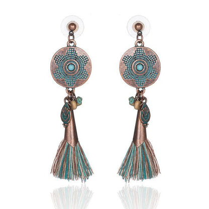 Bohemian Tassel Fringe Earrings - Floral Fawna