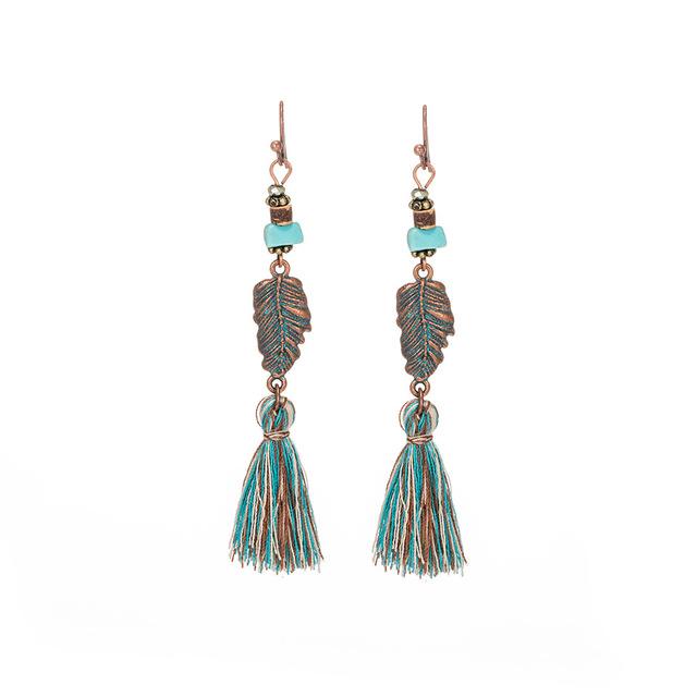 Bohemian Tassel Fringe Earrings - Floral Fawna