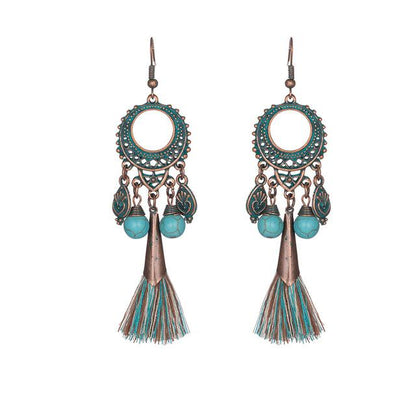 Bohemian Tassel Fringe Earrings - Floral Fawna