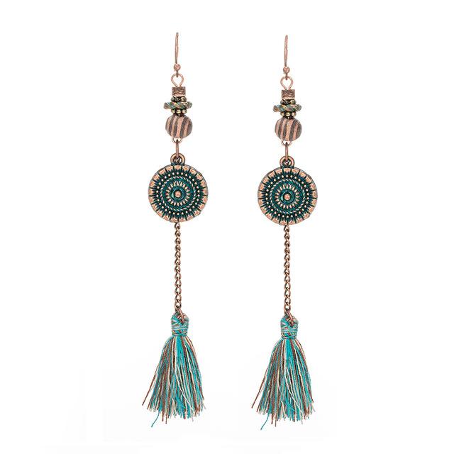 Bohemian Tassel Fringe Earrings - Floral Fawna