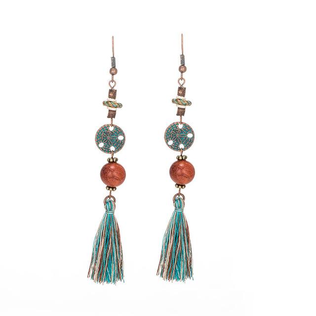 Bohemian Tassel Fringe Earrings - Floral Fawna