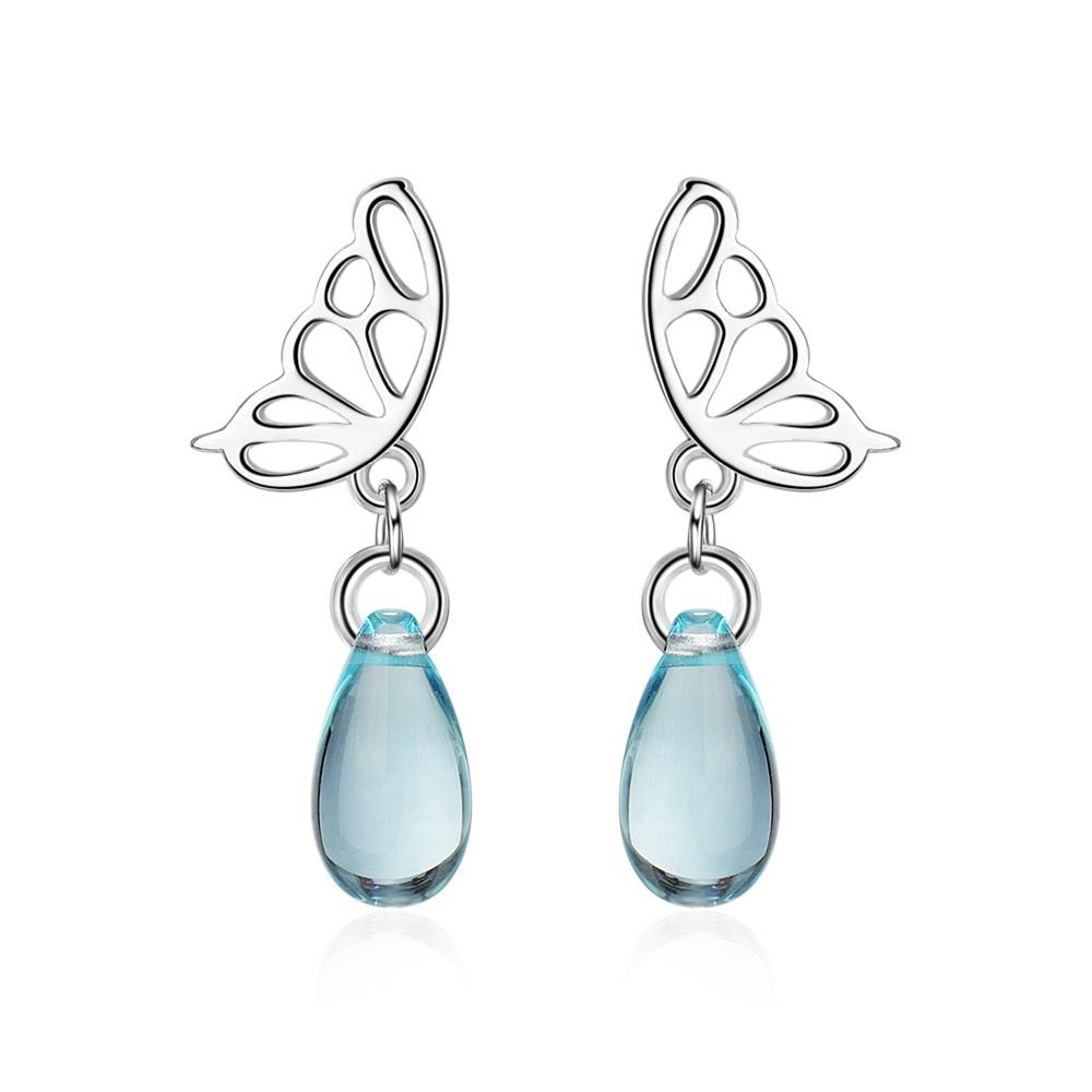 Butterfly Drop Crystal Earrings - Floral Fawna