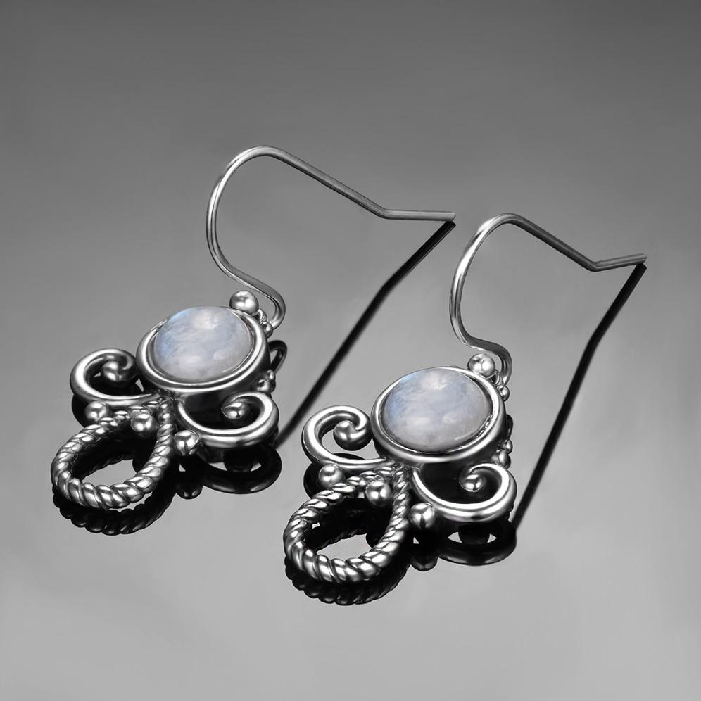 Captivating Moonstone Silver Earrings - Floral Fawna