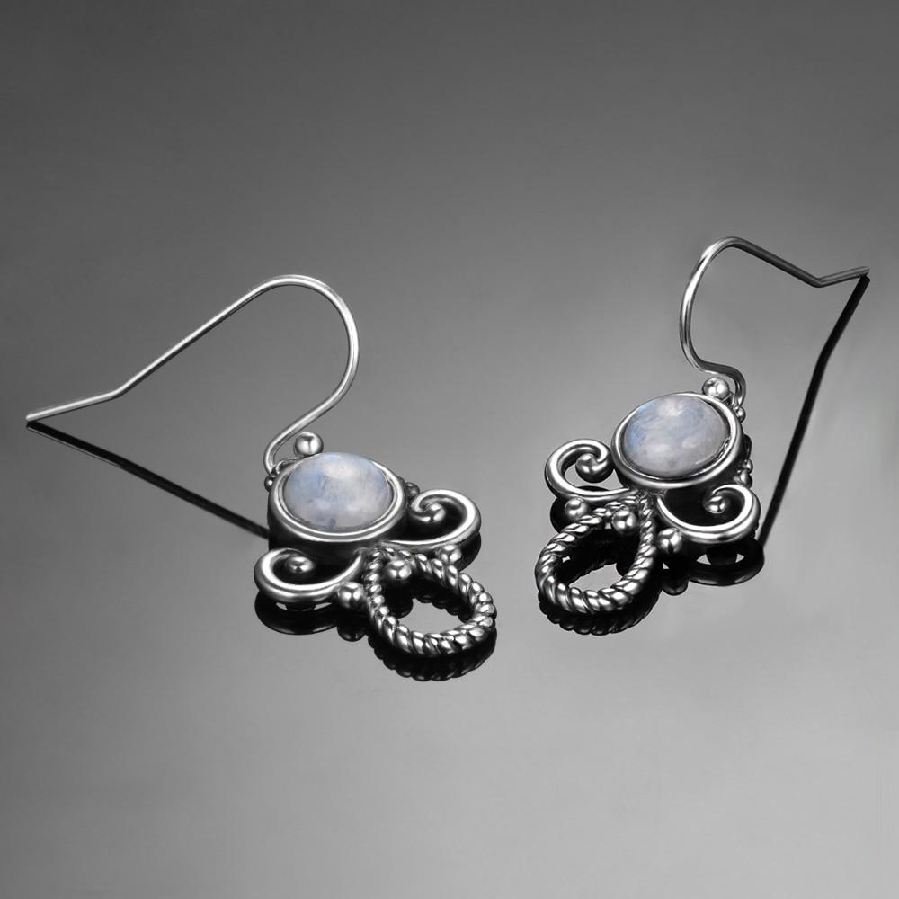 Captivating Moonstone Silver Earrings - Floral Fawna