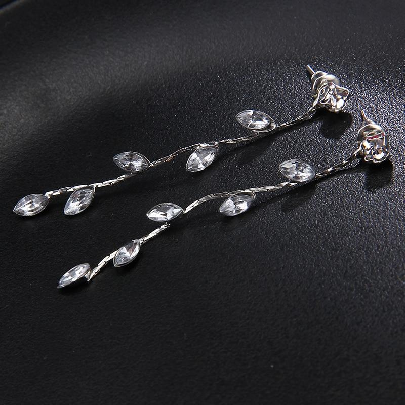 Crystal Leaves Dangling Earrings - Floral Fawna