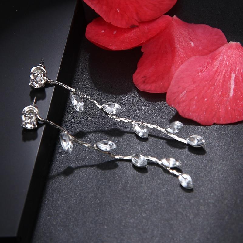 Crystal Leaves Dangling Earrings - Floral Fawna