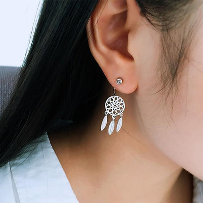 Dream Catcher Silver Earrings - Floral Fawna