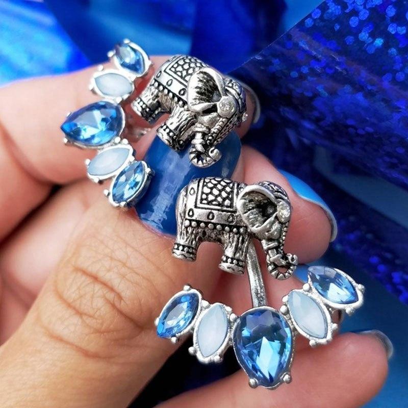 Elephant &amp; Blue Sea Crystals Earrings - Floral Fawna