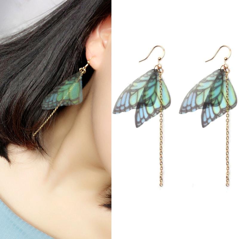 Faux Butterfly Wings Drop Earrings - Floral Fawna