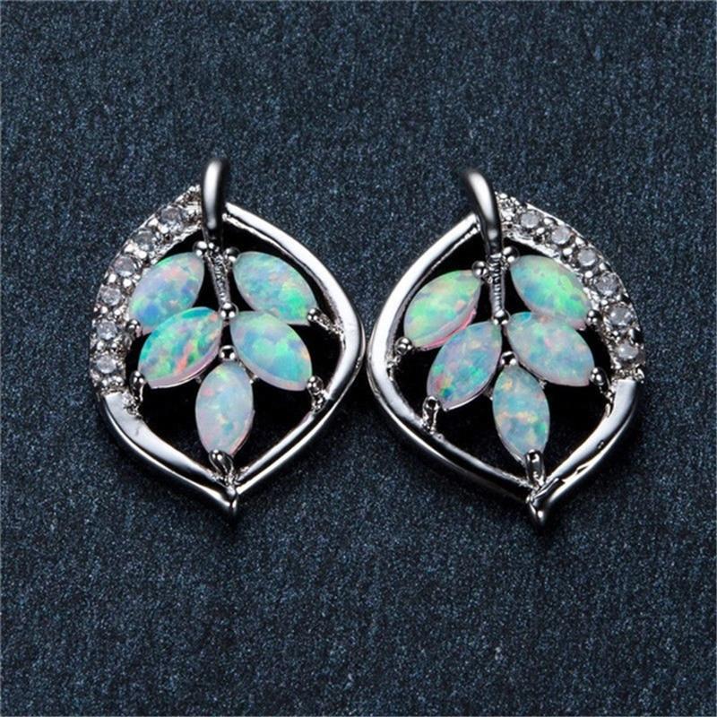 Fire Opal Leaf Earrings - Floral Fawna