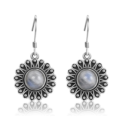 Flower Moonstone Silver Earrings - Floral Fawna