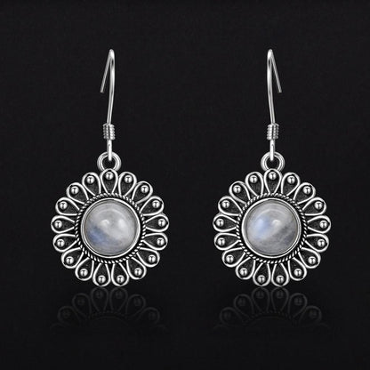 Flower Moonstone Silver Earrings - Floral Fawna