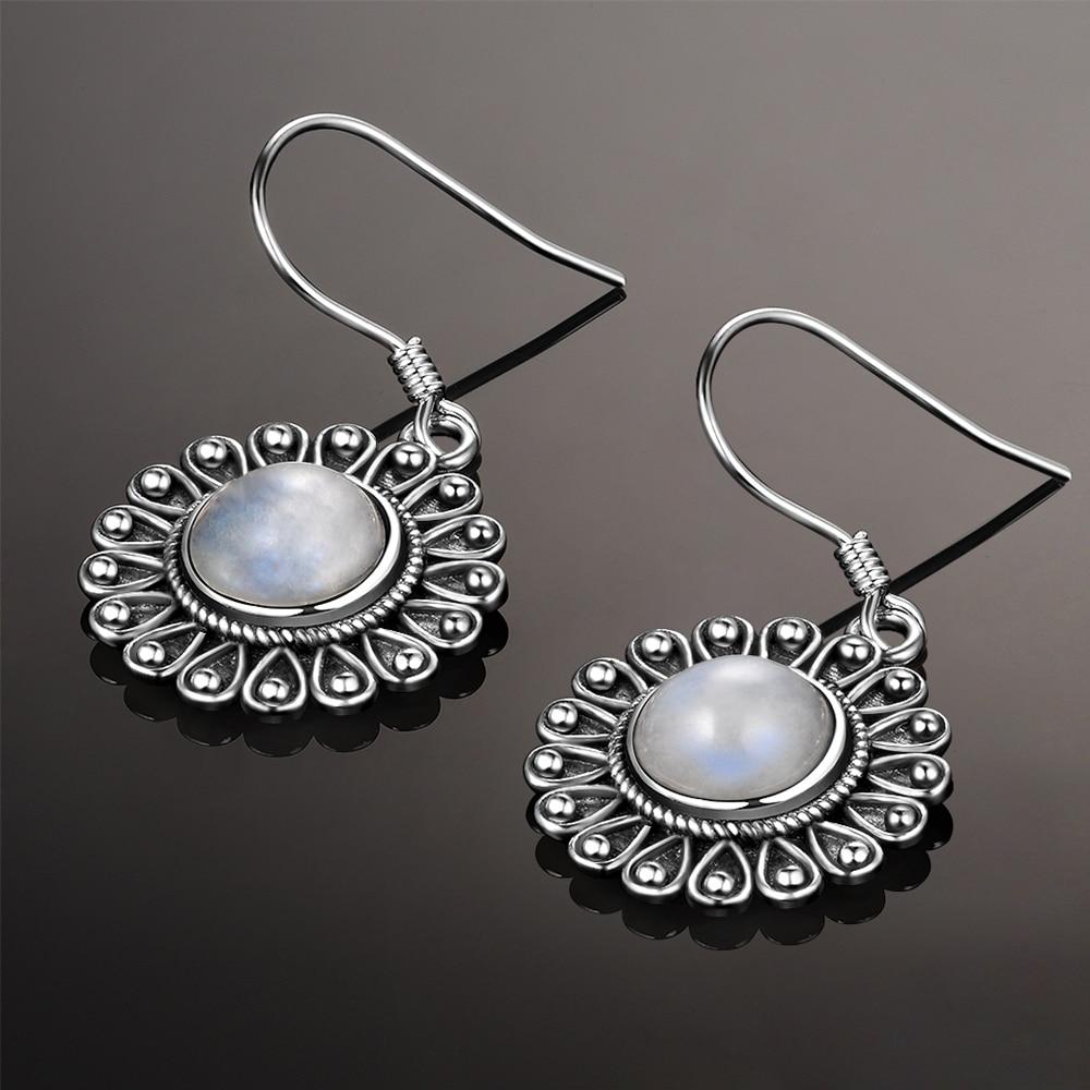 Flower Moonstone Silver Earrings - Floral Fawna