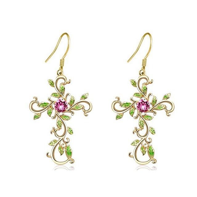 Forest Goddess Cross Earrings - Floral Fawna