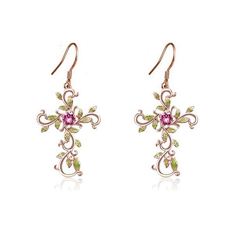 Forest Goddess Cross Earrings - Floral Fawna